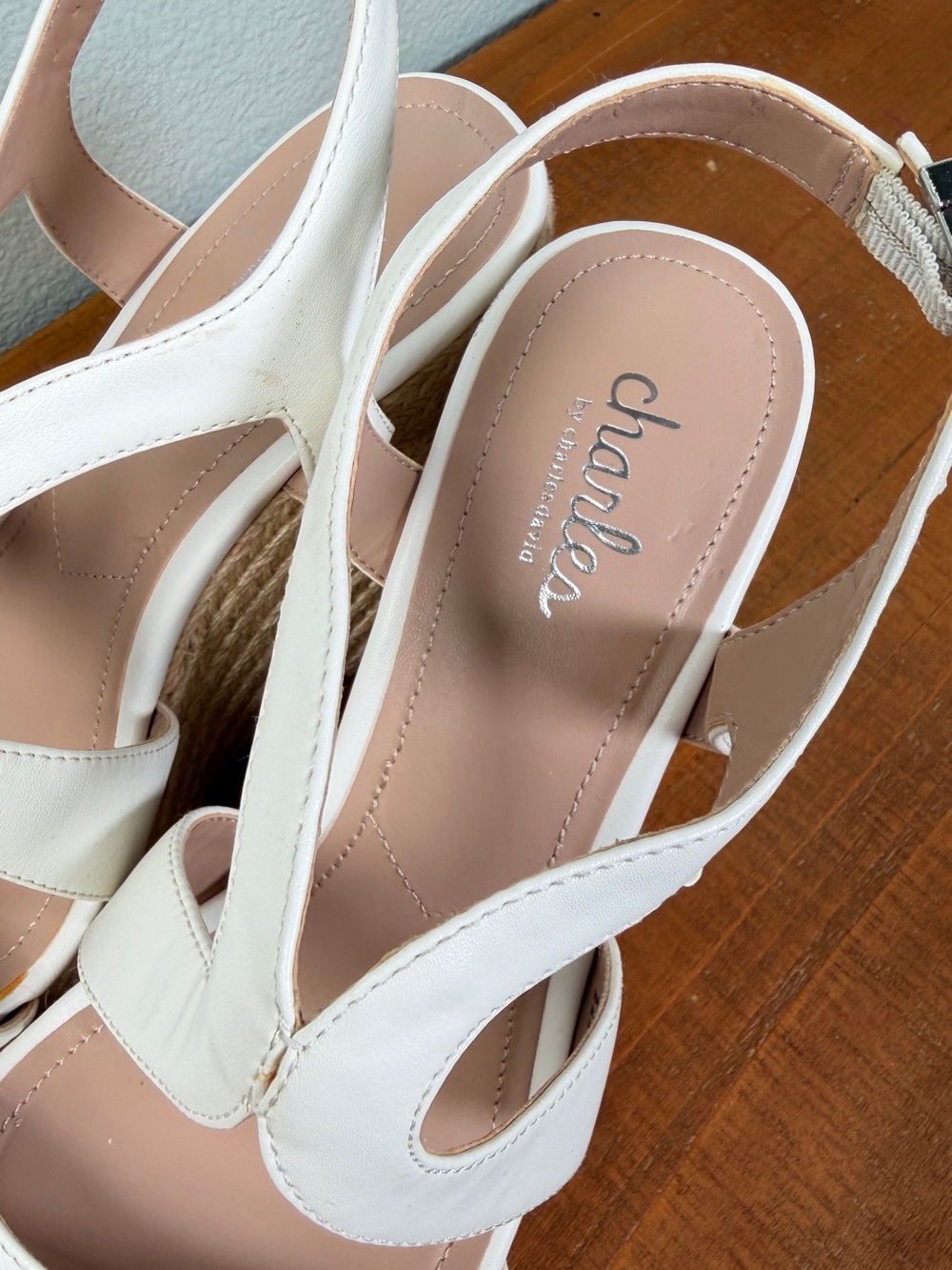 Charles by Charles David White Espadrille Wedge Sandals with Ankle Strap - Picture 7 of 9